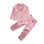 Pyjama pour enfants en soie, hauts en Satin, pantalon automne-hiver, manches longues, vêtements de nuit, ensembles de pyjama pour filles et garçons