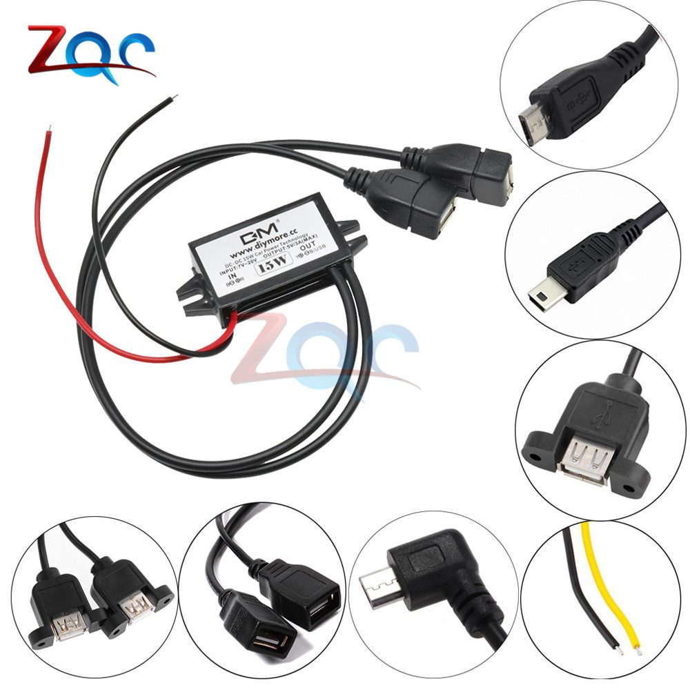 DC-DC-12V-to-5V-3A-15W-Car-Power-Converter-Micro-Mini-USB-Step-Down-Voltage-Power-Supply-Output-Adapter-Low-Heat-Auto-Protection DC-DC 12V to 5V 3A 15W Car Power Converter Micro Mini USB Step Down Voltage Power Supply Output Adapter Low Heat Auto Protection
