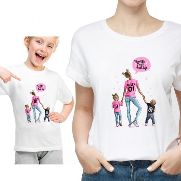 T-shirt d'été blanc pour mère et fille, vêtements de famille, amusant, Kawaii