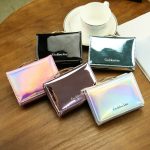 Porte-monnaie court et pliable en cuir pour femmes, porte-cartes Laser coloré, nouvelle collection 2019