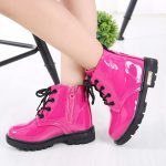 Bottes Martin imperméables en cuir PU pour enfant fille,nouvelle collection de chaussures d'hiver tailles 21 à 37,
