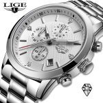 2021 LIGE Men Watches Top Luxury Brand Sport Quartz Watch Men Chronograph Waterproof Wrist Watch Man Stainless Steel Date Clock