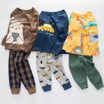 Ensemble de pyjamas en coton pour enfant, vêtement pour bébé, garçon et fille, hauts + pantalon avec manches longues, 2 pièces, tenue automnale