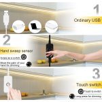 Waterproof LED Strip Mirror Light Bathroom 5V USB Touch / Hand Sweep Sensor Dimmable Strip Led For Mirror Table Wardrobe Light