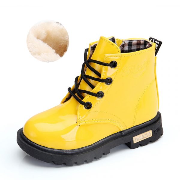 Chaussures de marque imperméables en simili-cuir pour filles et garçons,bottines de neige à la mode pour enfants, style bottes en caoutchouc Martin, nouveauté, hiver 2021,