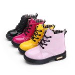 Bottes Martin imperméables en cuir PU pour enfant fille,nouvelle collection de chaussures d'hiver tailles 21 à 37,