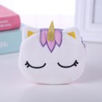 FUDEAM – porte-monnaie en peluche, licorne de dessin animé, pour femmes, mignon, ovale, fermeture éclair, pour enfants, porte-cartes, câble USB, porte-clé