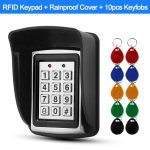 Outdoor Metal RFID Access Control Keypad Card Reader Waterproof Cover 125KHz 10PCS Keyfobs Rainproof for Access Control System
