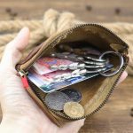 LEACOOL – porte-monnaie en cuir véritable pour femmes et hommes, Vintage, fait à la main, petit étui à fermeture éclair, porte-monnaie