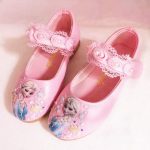 Chaussures décontractées de princesse des neiges pour filles,thème Disney, Elsa, en cuir, avec perles, souples, dessin animé, nouvelle collection,