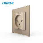 Livolo EU Standard Israel Power Socket, Crystal Glass Panel,100~250V 16A Wall Power Socket,C7C1IL-11/12/13/15(7colors),no logo
