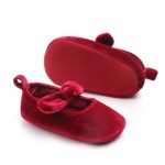 Chaussures en velours rouge pour bébé,souliers pour enfant, nouveau-né, fille, premiers pas, Noël, 0 à 18 mois,