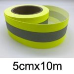 Fluorescent Yellow Flame Fire Retardant Reflective Fabric Warning Tape Sew On Clothes