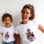 T-shirt d'été blanc pour mère et fille, vêtements de famille, amusant, Kawaii