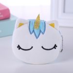 FUDEAM – porte-monnaie en peluche, licorne de dessin animé, pour femmes, mignon, ovale, fermeture éclair, pour enfants, porte-cartes, câble USB, porte-clé