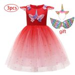 Robe de soirée d'anniversaire pour enfants, tenue licorne arc-en-ciel, motif floral, pour filles de 3 à 12 ans
