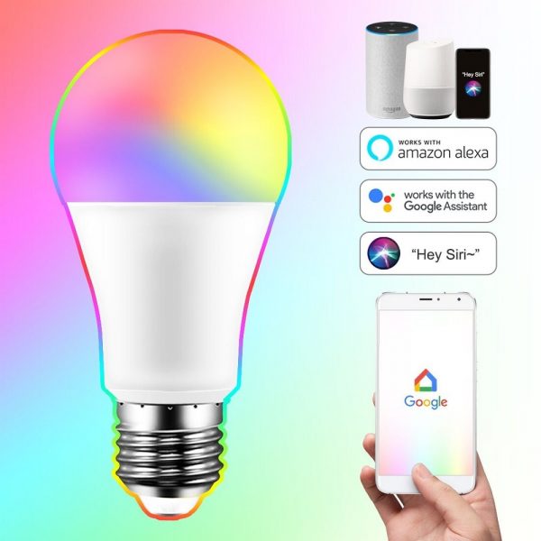 E27 Smart Bulb 15W WiFi LED Light Lamp Color Changing Magic RGB + White Dimmable Timer Function Work with Alexa Google Home Siri