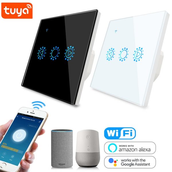 Tuya Smart Life LED Dimmer Switch WiFi Smart Light Touch Switch Dimming Compatible Alexa Google Home Dimmable 110V 220V US EU UK