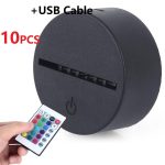 10Pcs/Lot 3D LED Lamp Base Acrylic Night Light Base LED USB Touch Remote Control Lighting Accessories Base Wholesale