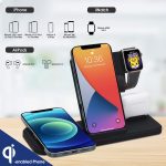 Labobbon 15W Qi Fast Wireless Charger Stand For iPhone 12 11 XR X 8 iWatch 4 in 1 Foldable Charging Dock Station for Airpods Pro