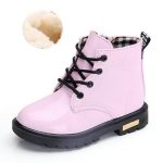 Bottes Martin imperméables en cuir PU pour enfant fille,nouvelle collection de chaussures d'hiver tailles 21 à 37,
