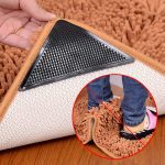 Tapis en caoutchouc antidérapant réutilisable, 4 pièces/lot, Triangle, Patch antidérapant, lavable, pince à tapis, bouchon, autocollant, coins noirs