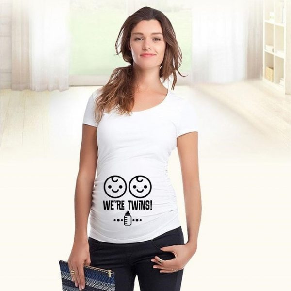 T-shirt maternité humoristique pour femme enceinte, Haut à col rond, avec des lettres et mots, transparent 2020