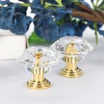 10Pcs Acrylic Crystal Knobs Cupboard Drawer Pull Handle Door Knob Diamond Shape Cabinet Knob Home Furniture Accessory No Screws