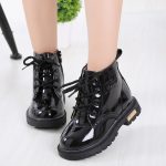 Bottes Martin imperméables en cuir PU pour enfant fille,nouvelle collection de chaussures d'hiver tailles 21 à 37,
