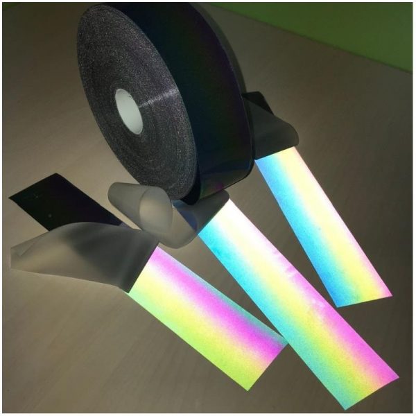 1 Meter Length Reflective Iridescence Colorful Strip Night Reflective Rainbow Effect Warning Tape Hot Ironed On the Clothing