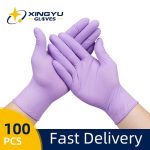Nitrile Gloves 100pcs/pack Xingyu Purple Food Grade Waterproof Allergy Free Disposable Work Safety Gloves Nitrile Gloves