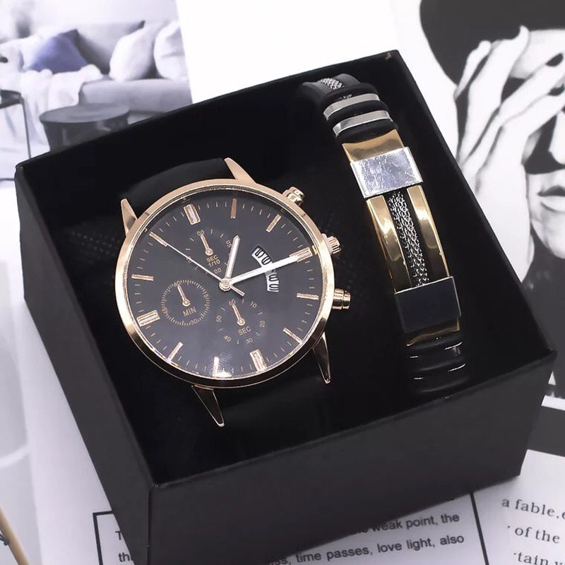 Men-Watch-Bracelet-Set-Fashion-Sport-Wrist-Watch-Alloy-Case-Leather-Band-Watch-Quartz-Business-Wristwatch-calendar-Clock-Gift Men Watch Bracelet Set Fashion Sport Wrist Watch Alloy Case Leather Band Watch Quartz Business Wristwatch calendar Clock Gift