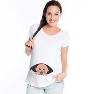 T-shirt à manches courtes avec imprimé de dessin animé pour femme enceinte,haut de maternité de grande taille, collection été, offre spéciale,