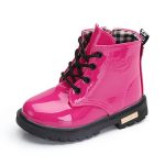 Bottes Martin imperméables en cuir PU pour enfant fille,nouvelle collection de chaussures d'hiver tailles 21 à 37,