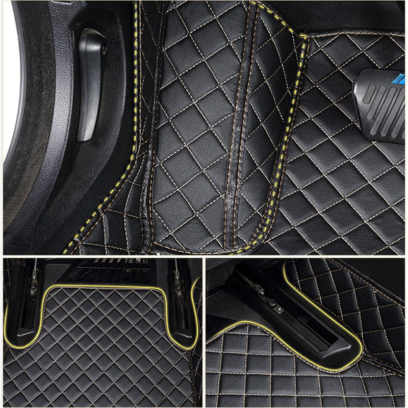 Custom car floor mats for hyundai santa fe getz tucson ix25 ix35 creta elantra kona i30 leather all models car mats accessories