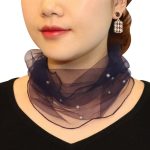 Écharpe élégante transparente pour femmes, fausse perle, décor, collier en maille, écharpe circulaire, accessoires pour vêtements d'automne, 1 pièce
