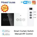 WiFi RF433 Smart Touch Curtain Roller Blinds Motor Switch Tuya Smart Life App Remote Control Works with Alexa Google Home