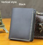 Portefeuille Vintage Crazy horse en cuir véritable pour hommes, fait à la main, court, porte-monnaie avec pince à billets
