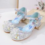 Chaussures de princesse Disney à talons hauts,pour enfants, pour fête, pour l'été, nouvelles sandales, pour bébé et petite fille, en cristal, taille 23 à 36,