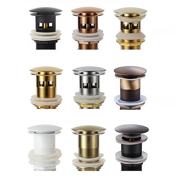 Bathroom Basin Sink Pop Up Drain Stopper Bathroom Faucet Accessories Brass Matt black/Chrome/Rose Gold/Brushed Gold
