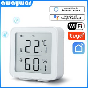Awaywar Tuya WIFI Temperature and Humidity Sensor Indoor Hygrometer Thermometer Detector Support Alexa Google Home smart life