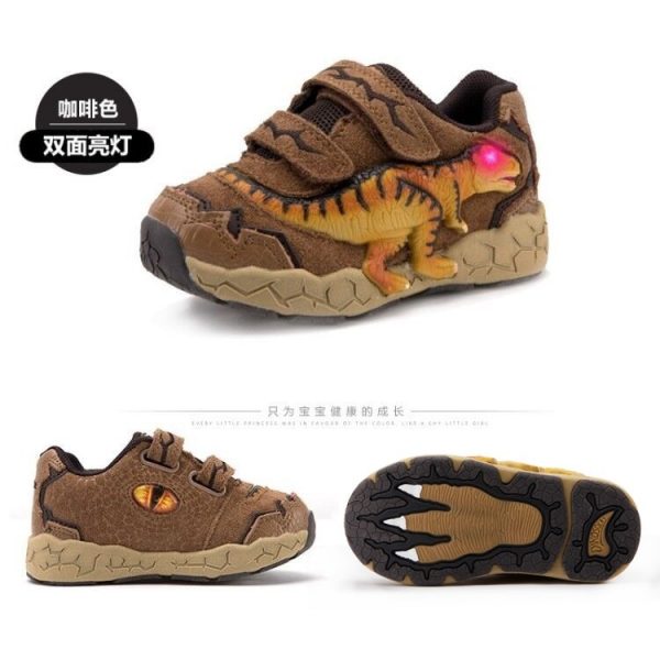 Dinoskulls 3-8 Garçons Chaussures Dinosaure LED Espadrilles Rougeoyantes Printemps Automne Enfants Sport 3D T-rex Mode Enfants Chaussures En Cuir Véritable