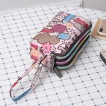 Sac de téléphone en toile imprimé à 3 couches pour femmes, portefeuille court à 3 couches avec fermeture éclair, porte-monnaie, cartes, porte-clés