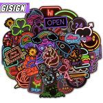 Lot de 10/30/50 autocollants lumineux néons, style dessin animé, décoration de guitare, skateboard, moto, ordinateur portable, jouets pour enfants, idéal en cadeau,