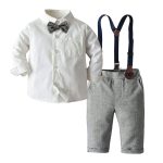 Costume de jeune homme pour petit garçon,ensemble body + pantalon strié, nœud et chapeau, tenue d'été type barboteuse pour enfant en bas âge, vêtements de bébé,