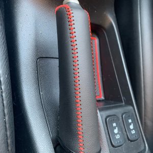 Leather Hand Brake Cover Protective Sleeve For Honda / Accord / Civic 8, Black + red line