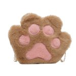 Sac à bandoulière avec fermeture éclair en forme de patte d'ours pour filles, joli porte-monnaie en peluche douce pour enfants, accessoires pour bébés garçons