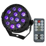 Wireless Remote Control RGBW 12x3W UV Disco Wash Flat Light Equipment 8 Channels DMX 512 LED Uplight Stage Lighting Effect Light
