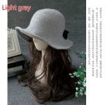 Vintage Wool Bucket Hats Ladies Bowler Hat Fashion Bows Basin Hat Fisherman Hat Woman Winter Black Coffee Dark Camel Hat
