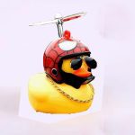 Cute Little Yellow Duck With Helmet Propeller Rubber Windbreaker Duck Squeeze Sound Internal Car Decoration Child Kid Toy